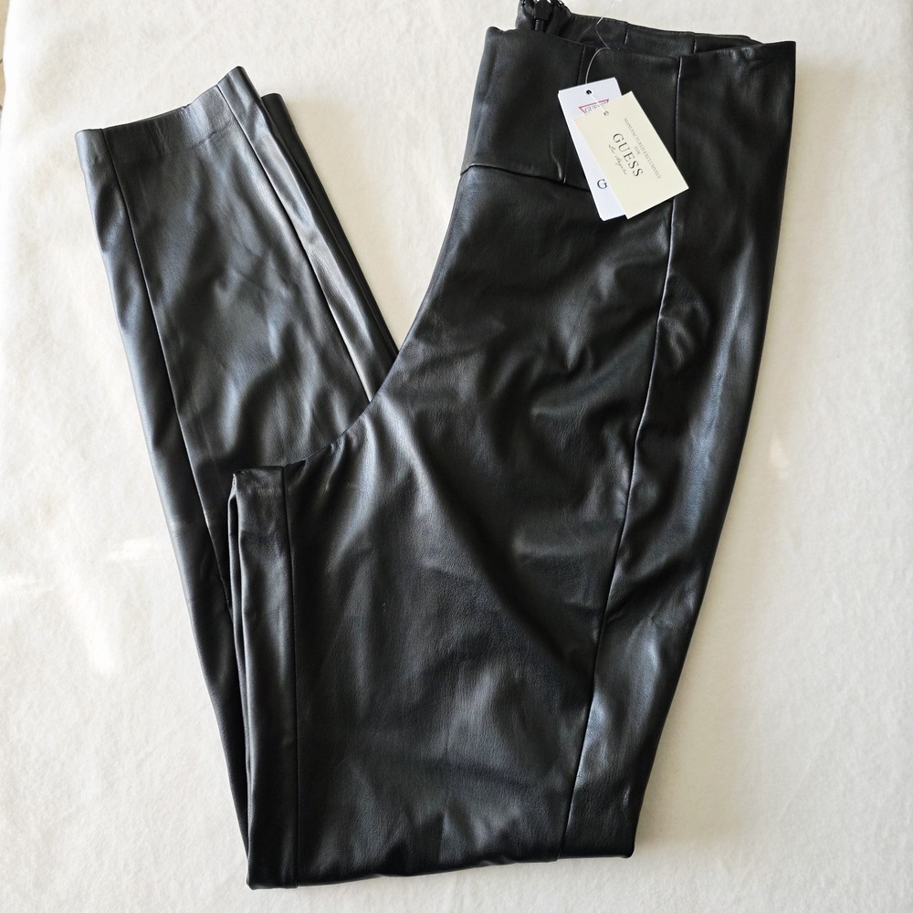 GUESS Corset Faux-Leather Leggings Black Size Large - Picture 10 of 11